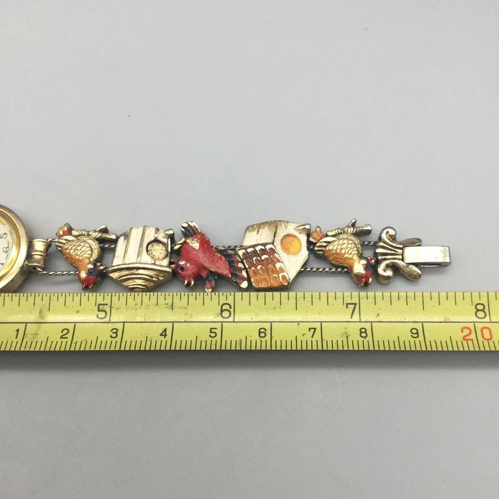 Vintage Jennie B Womens Watch 24mm Birdhouse Birds Slide Charm New Battery 7.75" - Picture 13 of 14